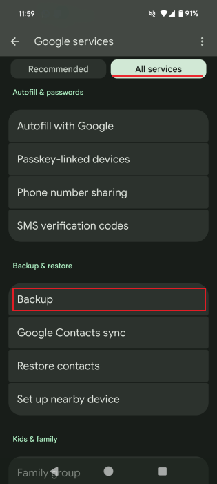 Use Android Security Features Backup