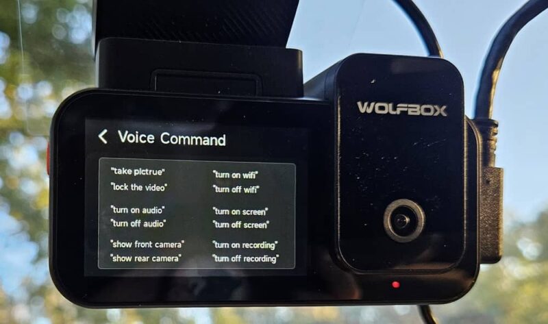 Voice commands in the dash cam menu.