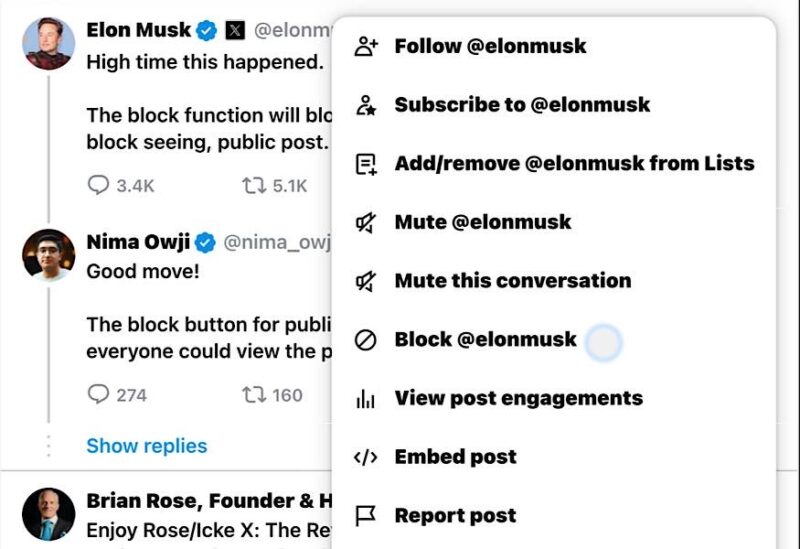 X Removing Block Button Block User