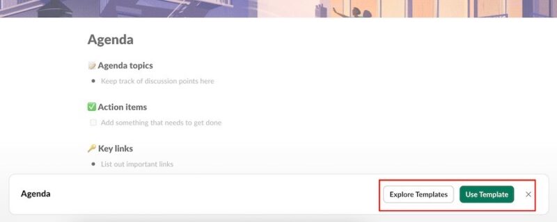 choose whether to start from a template or create a canvas in slack