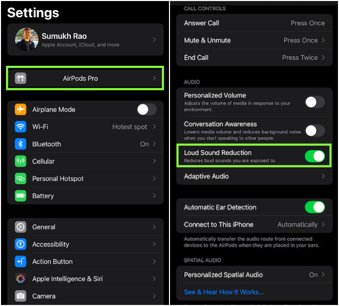 Enable Lound Sound Reduction