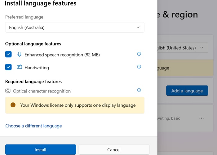 Optional language features being added such as Enhanced speech recognition and handwriting.