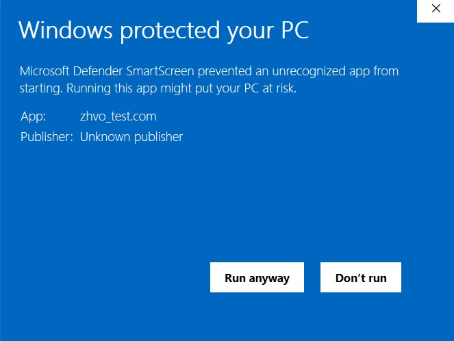 Windows Defender protects the device against FortiGuard's zero hour malware DOS program.