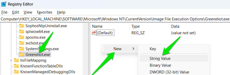 Creating new string value in registry
