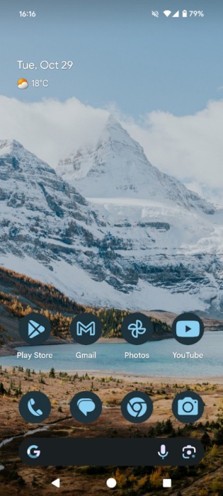 Pixel phone featuring custom app icons. 