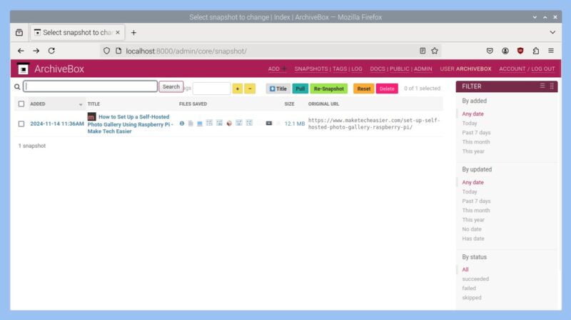 Archivebox Archived Website