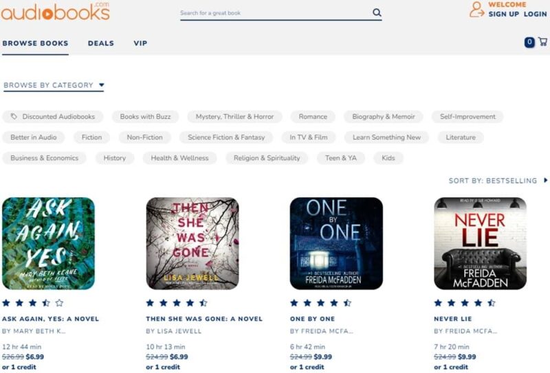 Viewing discounted titles on Audiobooks.com
