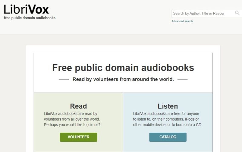 Choosing between ebooks and audiobooks on LibriVox.