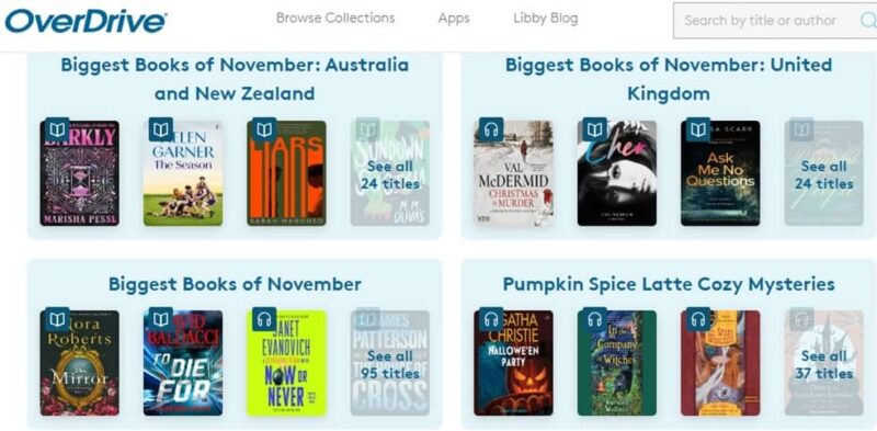 Current OverDrive offerings and collections.