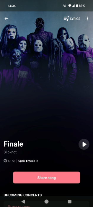 Shazam app interface overview.