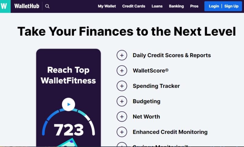 Viewing benefits of using Wallet Hub to check credit score for free.