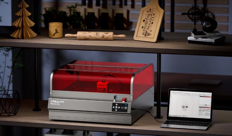 Creality Falcon2 Pro 40W laser on shelf.