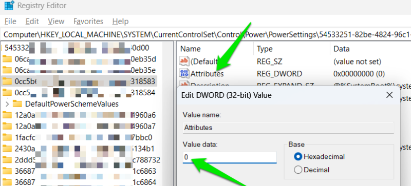 CPU core parking key in Registry