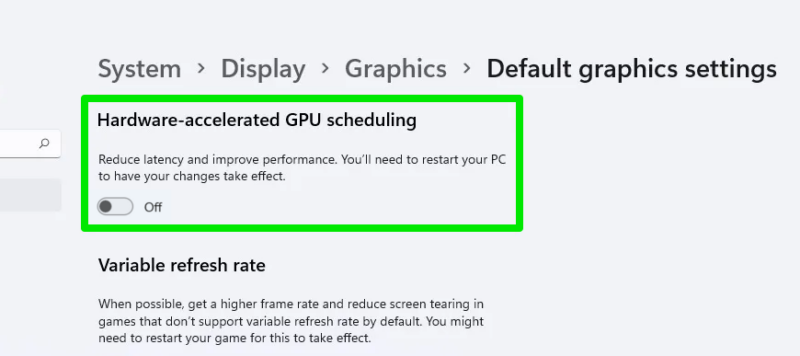 Hardware Acceleration options in Windows Settings