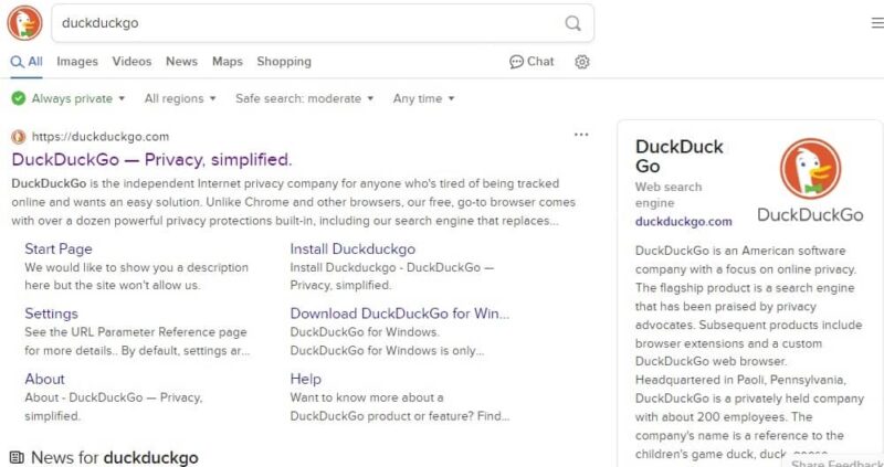Searching on DuckDuckGo
