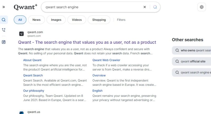 Searching Qwant.