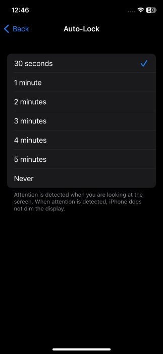 Setting different auto-lock time on iPhone.