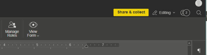Clicking on "Share & collect" button for Form in ONLYOFFICE PDF Editor.