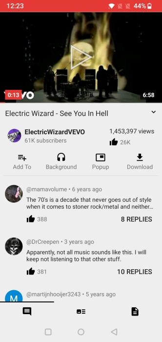 Playing video in NewPipe app. 