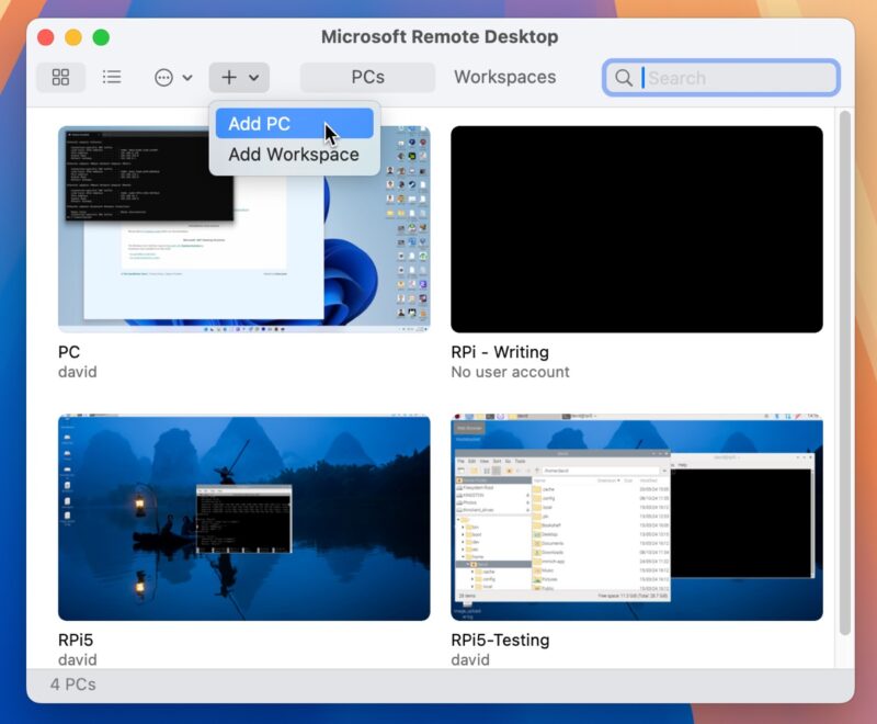 Remote Desktop Add Pc