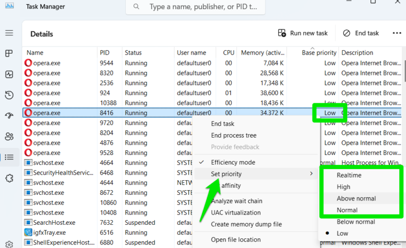 Setting Process Priority Windows