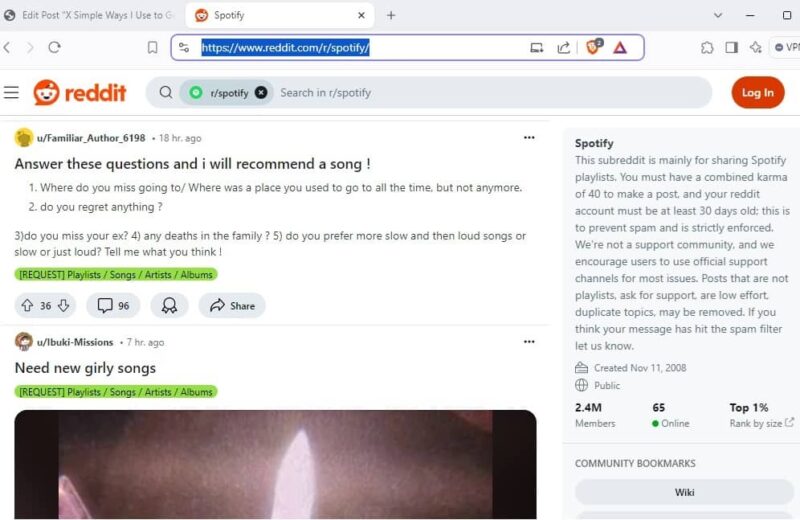 Finding new music from Reddit.