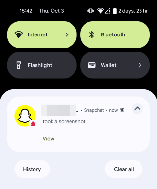 Snapchat notification that someone took a screenshot of your snaps. 
