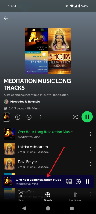 Tapping on Now Playing bar in Spotify app. 