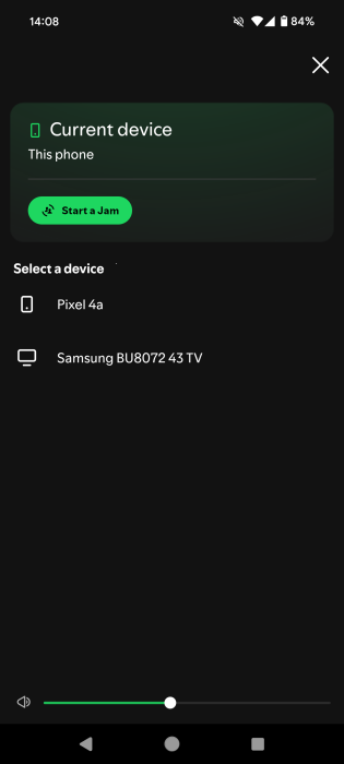 Switching to another device in Spotify app. 