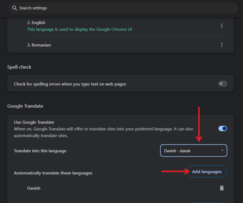 Selecting new option for "Translate into this language" in Chrome browser on PC.