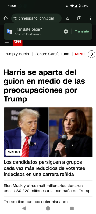 Auto Translate bar popping up in Chrome app for Android.