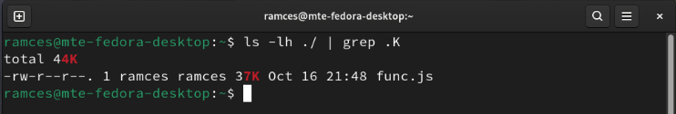 A terminal showing Grep's ability to match text inside other larger text.