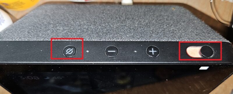 Smart home privacy tips in action - turning off the mic and camera on an Amazon Echo.