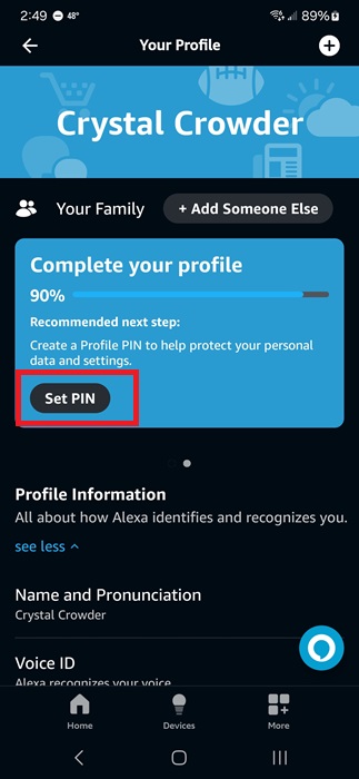 Set up a PIN on Alexa devices.