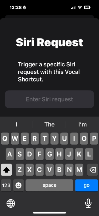 Siri Request screen in iPhone Accessibility menu. 