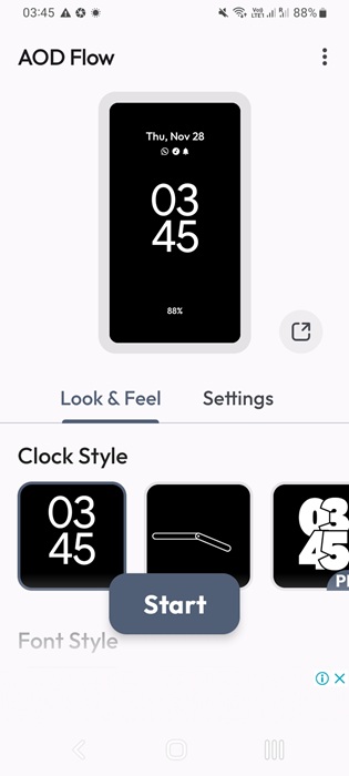 AOD Flow lock screen widget for different watchface patterns.