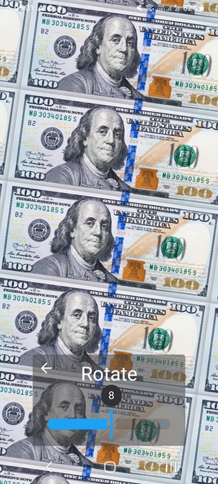 Money Lock Screen app using US currency banknotes with a Rotate function.