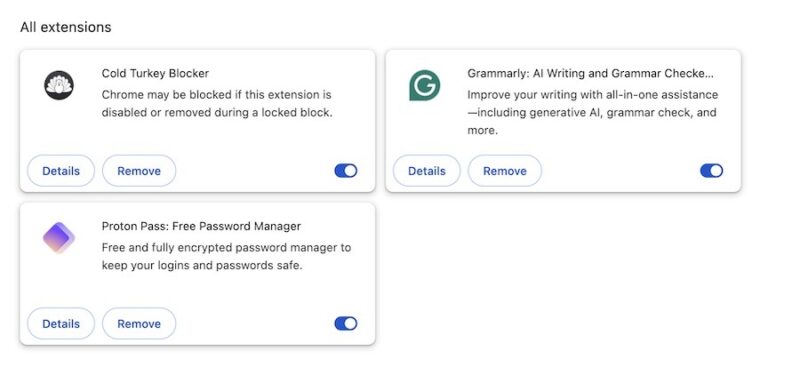 Select Remove Extensions in Google Chrome