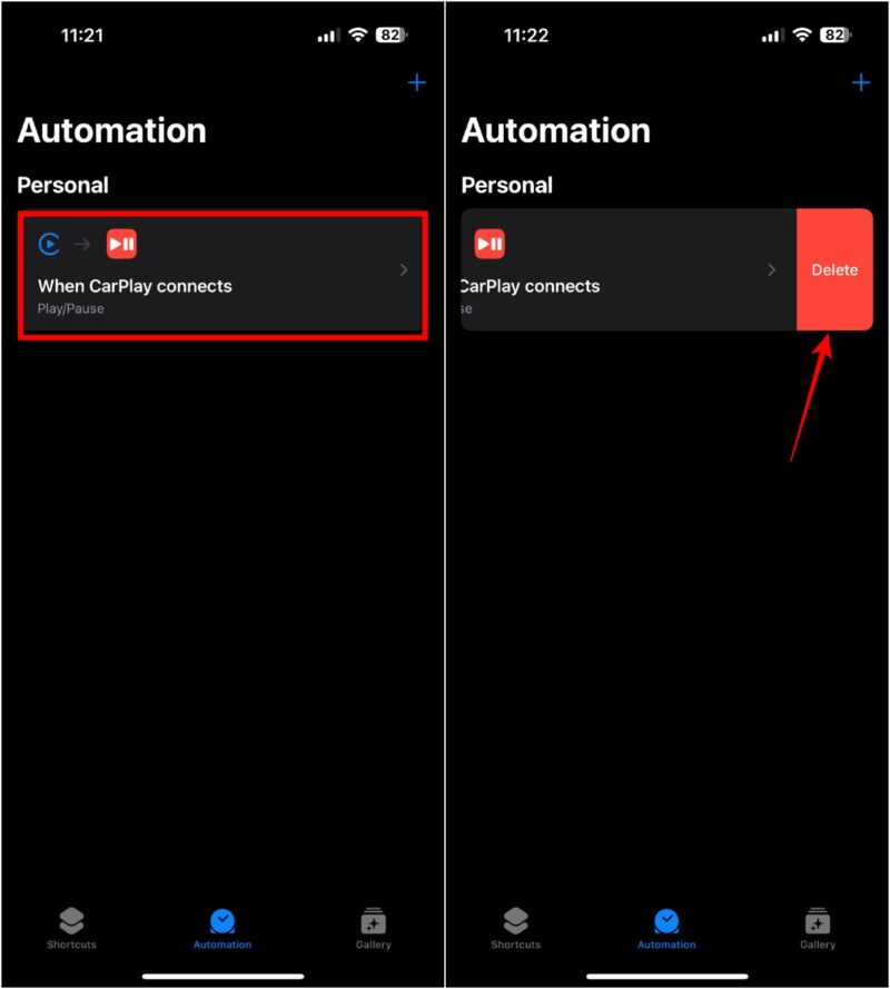Delete Carplay Automation