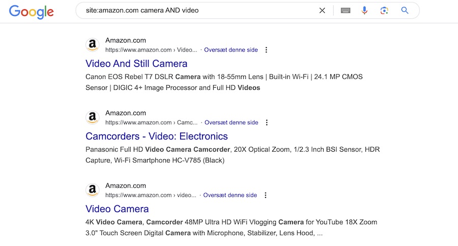 Google Boolean Search Operators for Camera and Video