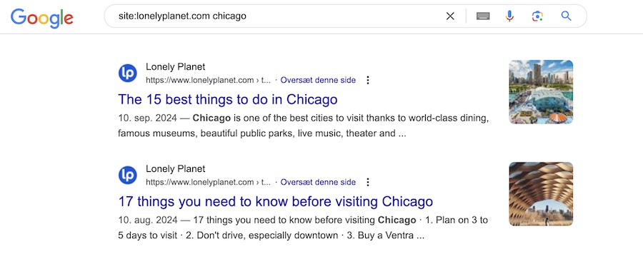 A Google search operator for different websites