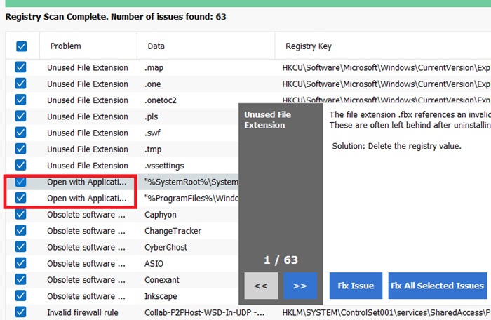 Remobing subkeys as per recommendation with Wndows CCleaner Registry.