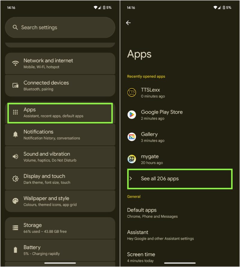 See All Apps Settings