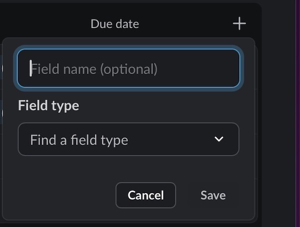 Enter a custom field type in the Slack app