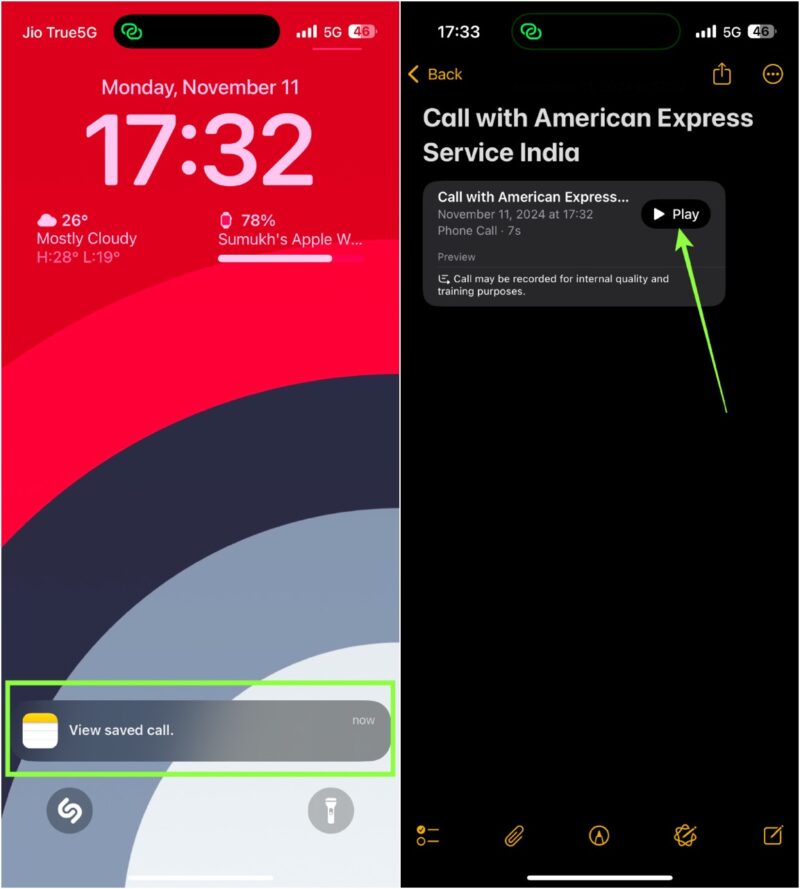 View And Play Call Recording