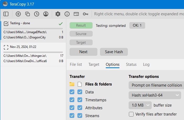 TeraCopy used to copy-paste and move large files and folders.