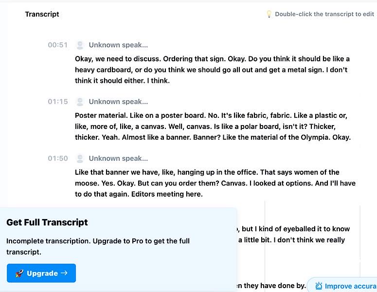 Transcription Phone Call
