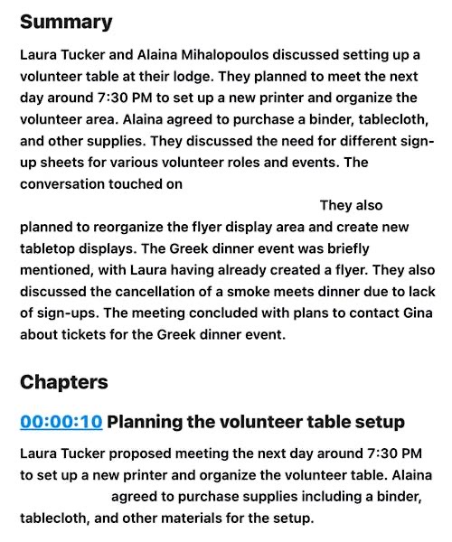 Summary and Chapters