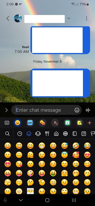 Sending a text and emoji on Android.