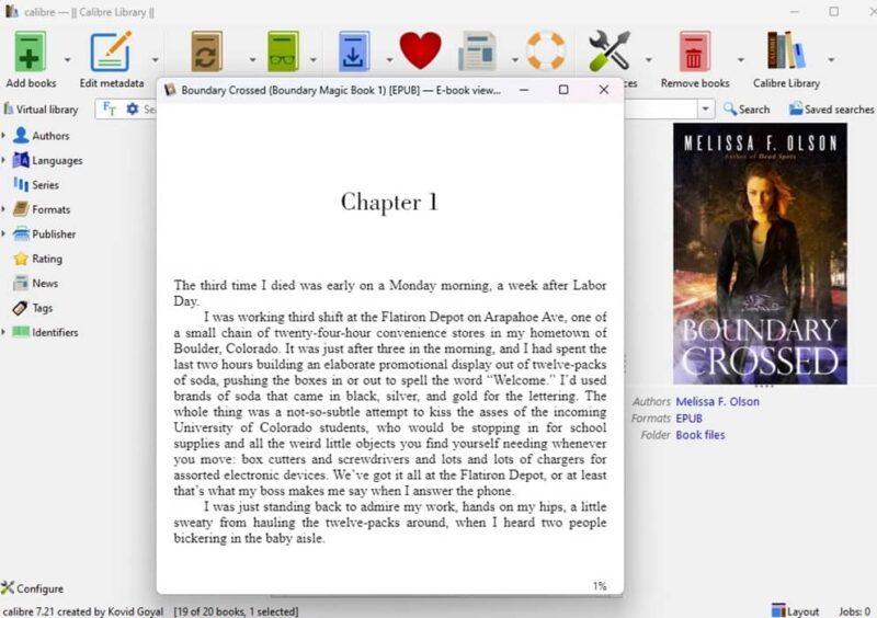 Using the Calibre library and ebook reader.